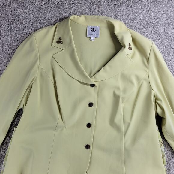 Sandra Darren Womens Suit Set 24W Green 2 Piece Jacket Floral Midi Skirt Career - Picture 15 of 16